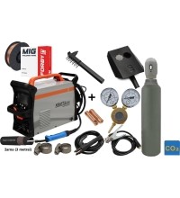 Inverterinio suvirinimo aparato 255A MIG / MMA / LIFT TIG KOMPLEKTAS (aparatas + dujų balionas CO2 5L + reduktorius + viela + k