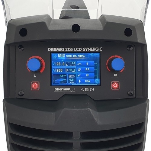Inverter welder Sherman DIGIMIG 205 LCD SYNERGIC SET  (machine + gas cylinder CO2 8L + gas reducer + wire + other)