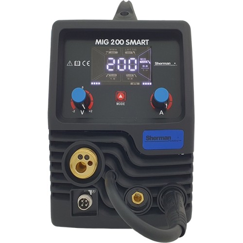 Inverterinis suvirinimo aparatas Sherman MIG 200 SMART  (aparatas + dujų balionas CO2 5L + reduktorius + viela + priedai)