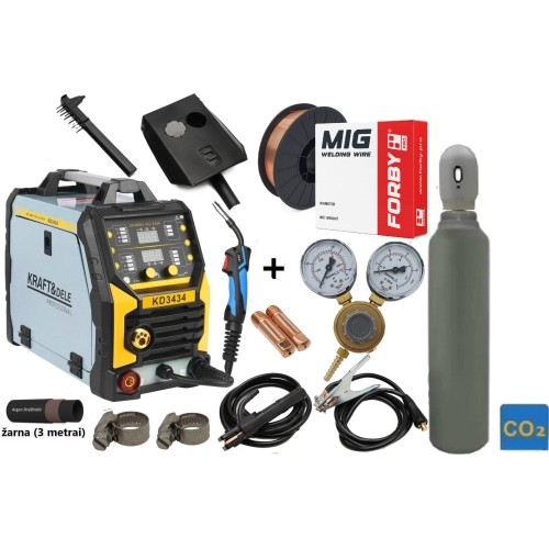 Inverter welding machine MIG Flux MMA TigLift SYNERGY 255A SET  (machine + gas cylinder CO2 5L + gas reducer + wire + other)