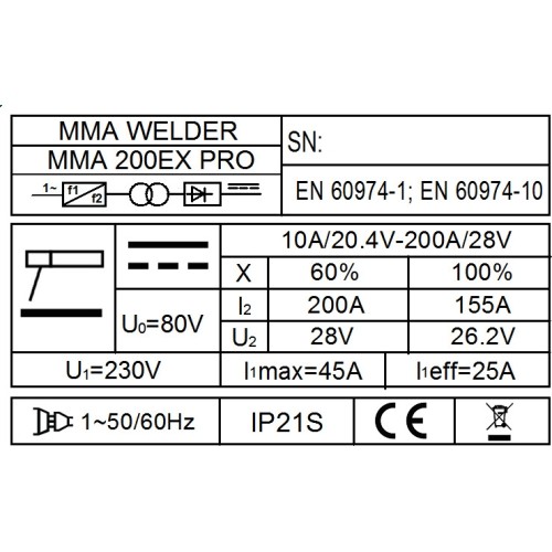 Inverter welding machine FORBY® MMA 200 EX PRO