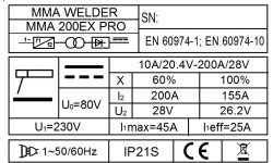 Inverter welding machine FORBY® MMA 200 EX PRO