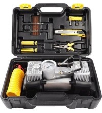 Double cylinder electric air compressor 12V 40L/min with repair tools