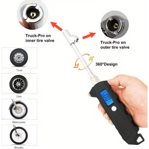 Tire pressure gauge digital extended
