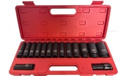 1/2" Dr. Deep impact socket set 15pcs (10-32mm) 12pt