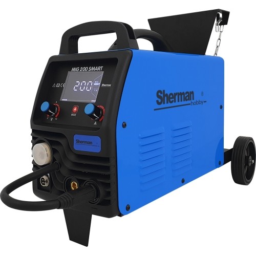MIG 200 SMART inverter welder with wheels and cylinder shelf