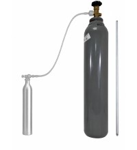 Gas cylinder (filled with CO₂ gas) with a settling tube for filling SodaStream cylinders