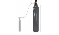 Gas cylinder (filled with CO₂ gas) with a settling tube for filling SodaStream cylinders