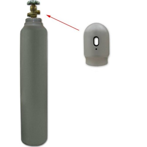 Gas cylinder (filled with CO₂ gas) with a settling tube for filling SodaStream cylinders