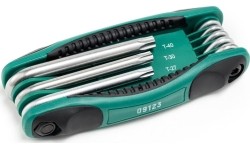 Sulankstomų TORX raktų rinkinys 8vnt. (TT9-T40) su kiauryme