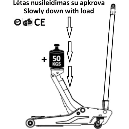 Welded hydraulic bottle jack - 20.0t, Hmin/max-235/445mm