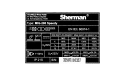 Sherman MIG 200 Speedy inverter welding machine
