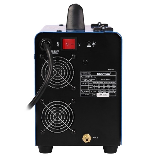 Inverter welder Sherman MIG 200 Speedy (machine + gas cylinder CO2 5L + gas reducer + wire + other)