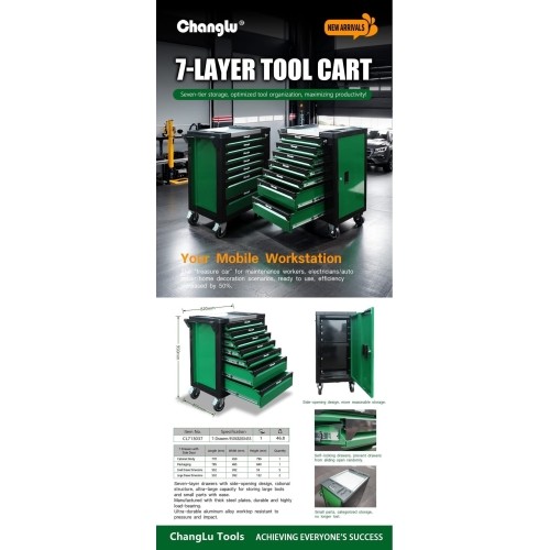 Roller cabinet 7 drawers with side door