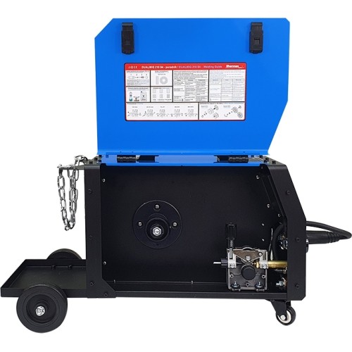Inverter welder DUALMIG 210 S4 with wheels and cylinder shelf