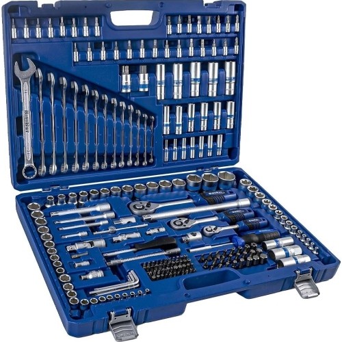 1/4" + 3/8" + 1/2" Galvučių ir raktų rinkinys 218vnt.