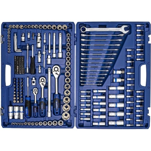1/4" + 3/8" + 1/2" Galvučių ir raktų rinkinys 218vnt.