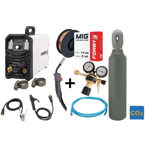 PRODUCT PACK Inverter welding machine FORBY® MIG 210FX + CO2 cylinder 5l with accessories
