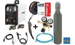 PRODUCT PACK Inverter welding machine FORBY® MIG 210FX + CO2 cylinder 5l with accessories