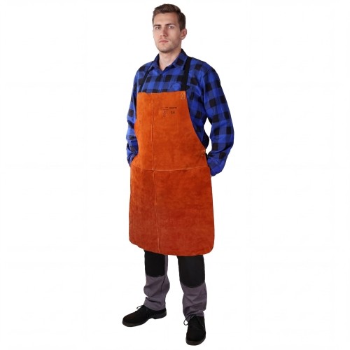 Welding apron, leather, orange