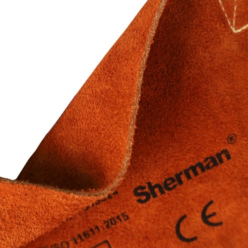 Welding apron, leather, orange