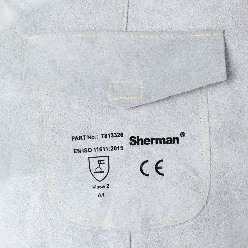 Welding apron, white, leather