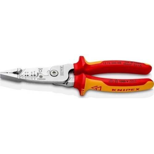 Replės elektros instaliacijos darbams daugiafunkcinės VDE 200mm KNIPEX
