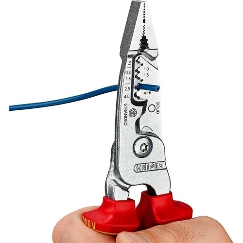 Replės elektros instaliacijos darbams daugiafunkcinės VDE 200mm KNIPEX
