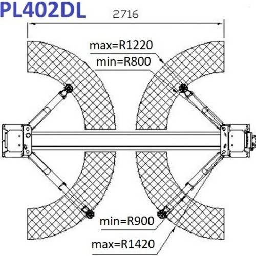 Hidraulinis dviejų kolonų keltuvas su mechaniniais fiksatoriais (su prailg. letenomis) 4t - 4.0t, 220V