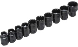 Adjustable wrench pass-thru socket set 11pcs (10-19mm) black