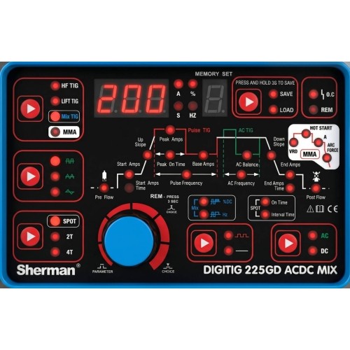 Inverterinis suvirinimo aparatas DIGITIG 225GD AC/DC MIX