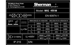 Inverterinis suvirinimo aparatas Sherman MIG 450M/4R