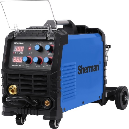 Inverter welder DUALMIG 210 S4 with wheels and cylinder shelf