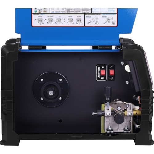 Inverter welder DUALMIG 210 S4 with wheels and cylinder shelf