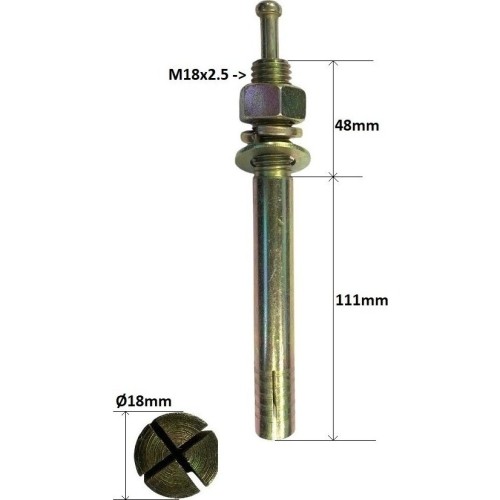 Pleištinis inkaras M18x2.5 L160mm