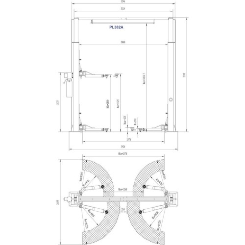 Clearfloor 2-post lift, 4.0t - 4.0t, 380V