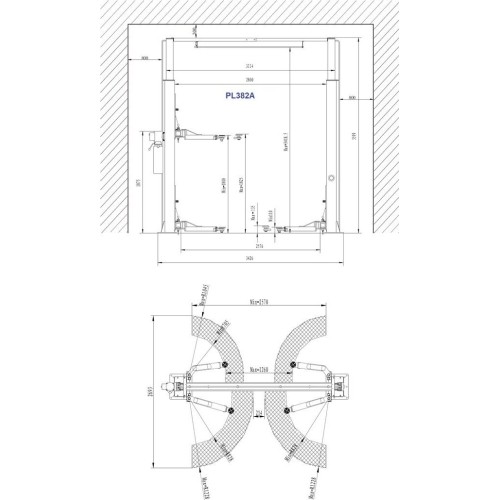 Clearfloor 2-post lift, 4.0t - 4.0t, 380V