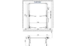 Clearfloor 2-post lift with electromagnetic release, 4.0t