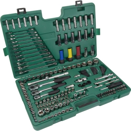 1/4'' + 3/8'' + 1/2'' Galvučių ir raktų rinkinys 190vnt. 6-kampės