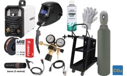 SUPER PASIŪLYMAS! Pusautomačio KOMPLEKTAS FORBY® MIG 210FX LED (sinerginis) + CO2 balionas 8l su priedais