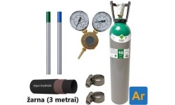 TIG welding accessory set: filled 10 l Argon cylinder, Ar/Co2 reducer, gas hose, tungsten electrodes, clamps