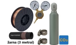MIG/MAG welding accessory set: filled 8 l CO2 cylinder, Ar/Co2 reducer, gas hose, tungsten electrodes, clamps