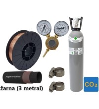 MIG/MAG welding accessory set: filled 10 l CO2 cylinder, Ar/Co2 reducer, gas hose, wire, clamps