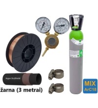 MIG/MAG welding accessory set: filled 8 l ArC18 (MIX) cylinder, Ar/Co2 reducer, gas hose, wire, clamps