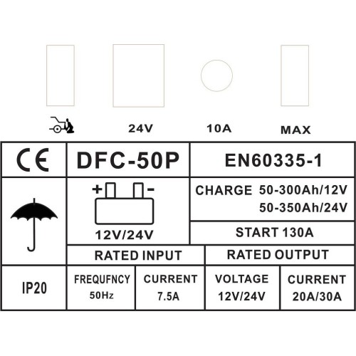 Battery charger and starter 12/24V 130A 350Ah