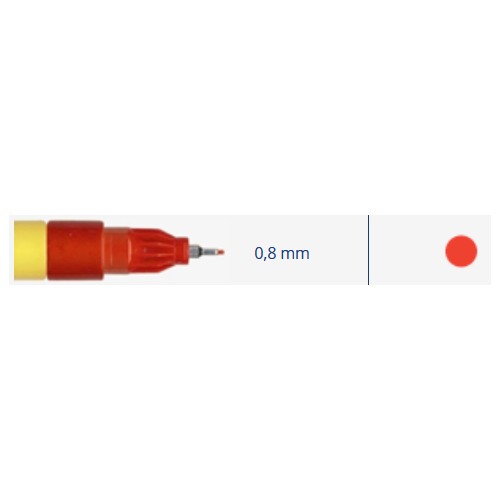 Markeris, pramoninis, itin plonas 0.8mm, 3ml, 1vnt -  Raudona 