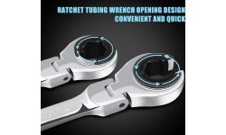Open combination ratchet spanner with flexible head - 9mm
