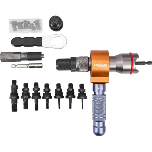 Riveter drill adapter 3in1 with heads M3-M12 set