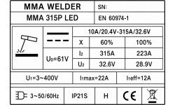 Inverterinis suvirinimo aparatas FORBY® MMA 315P LED (315A - 60%) (trifazis 400V)       