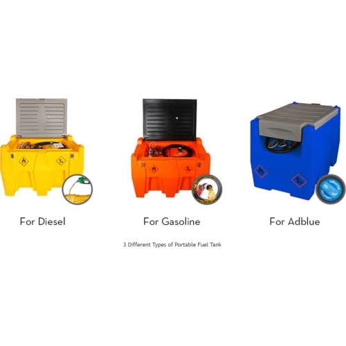 Portable fuel transfer tank 200L DTK200 with 12V pump (automatic nozzle with filter, EU plug)